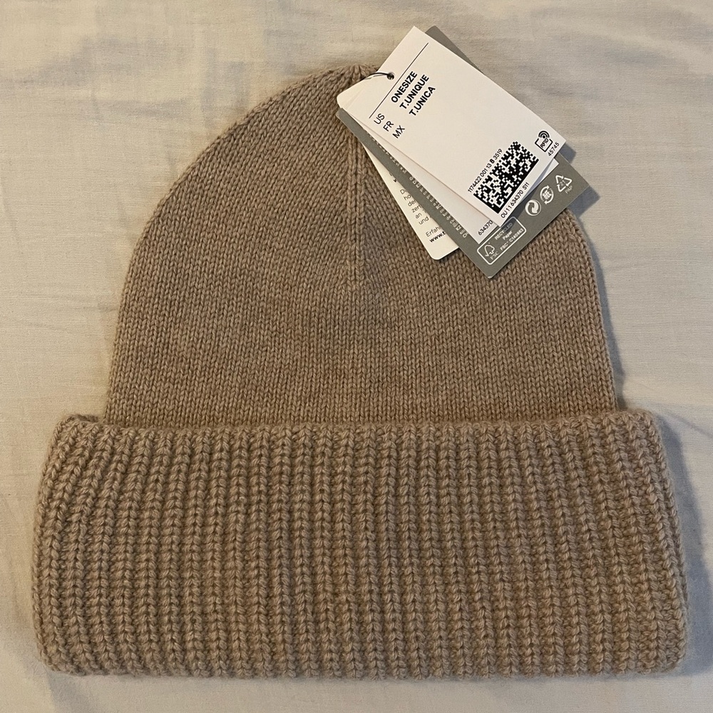 Cozy Tan Knit Cashmere/Cotton Beanie